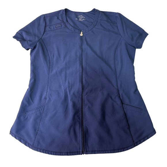Cherokee Infinity Womens Zip Front Scrub Top Navy Size M CK810A Medical - Picture 1 of 6